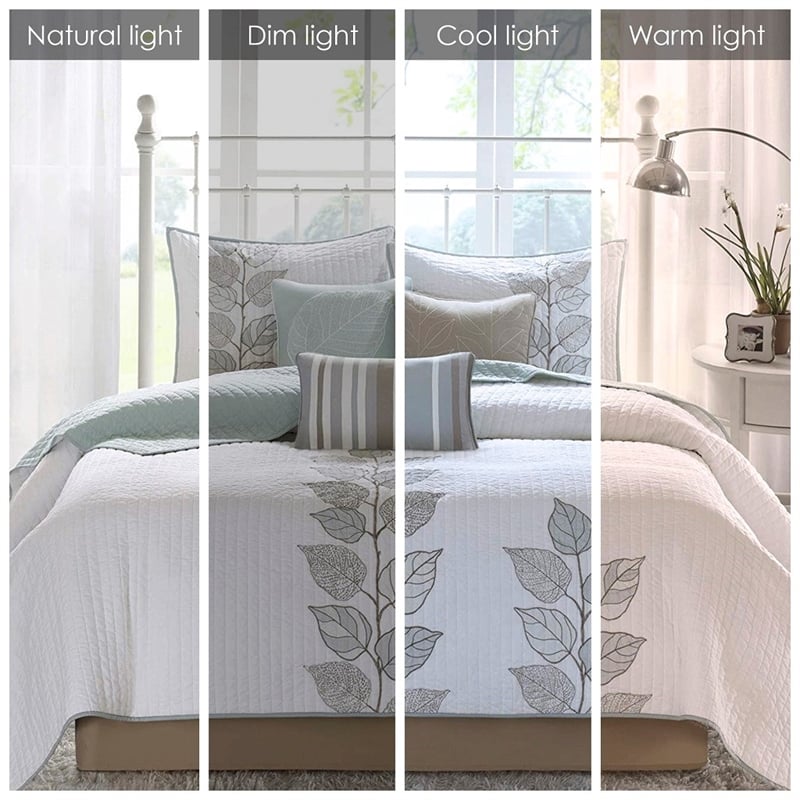 Madison Park Caelie 6 Piece Embroidered Quilt Set with Throw Pillows in Blue