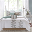 Madison Park Caelie 6 Piece Embroidered Quilt Set with Throw Pillows in Blue