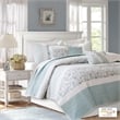 Madison Park Dawn 6 Piece Cotton Percale Quilt Set with Throw Pillows in Blue