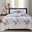 Madison Park Luna 6 Piece Printed Quilt Set with Throw Pillows in Blue
