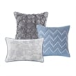Madison Park Luna 6 Piece Printed Quilt Set with Throw Pillows in Blue