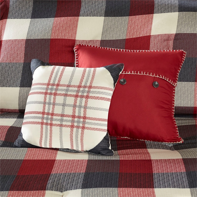Madison Park Ridge 7 Piece Herringbone Comforter Set in Red