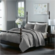 Madison Park Signature Serene 3 Piece Hand Quilted Cotton Quilt Set in Grey