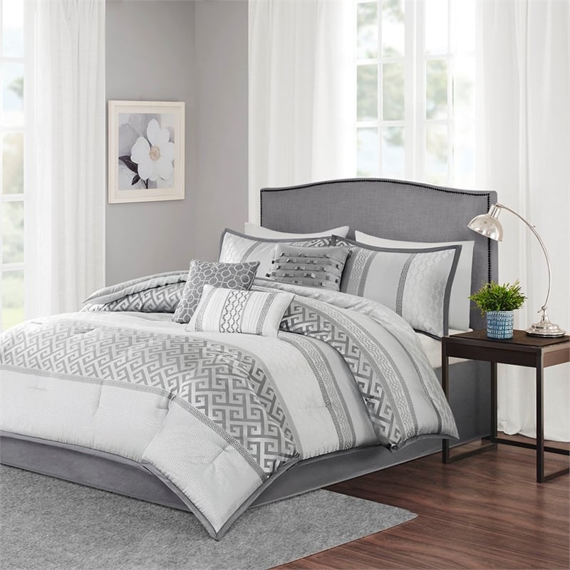 Madison Park Bennett 7 Piece Comforter Set in Grey
