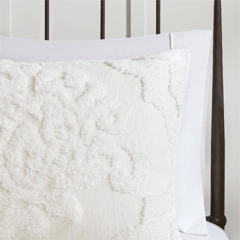 Madison Park Viola 3 Piece Tufted Cotton Chenille Damask Comforter Set