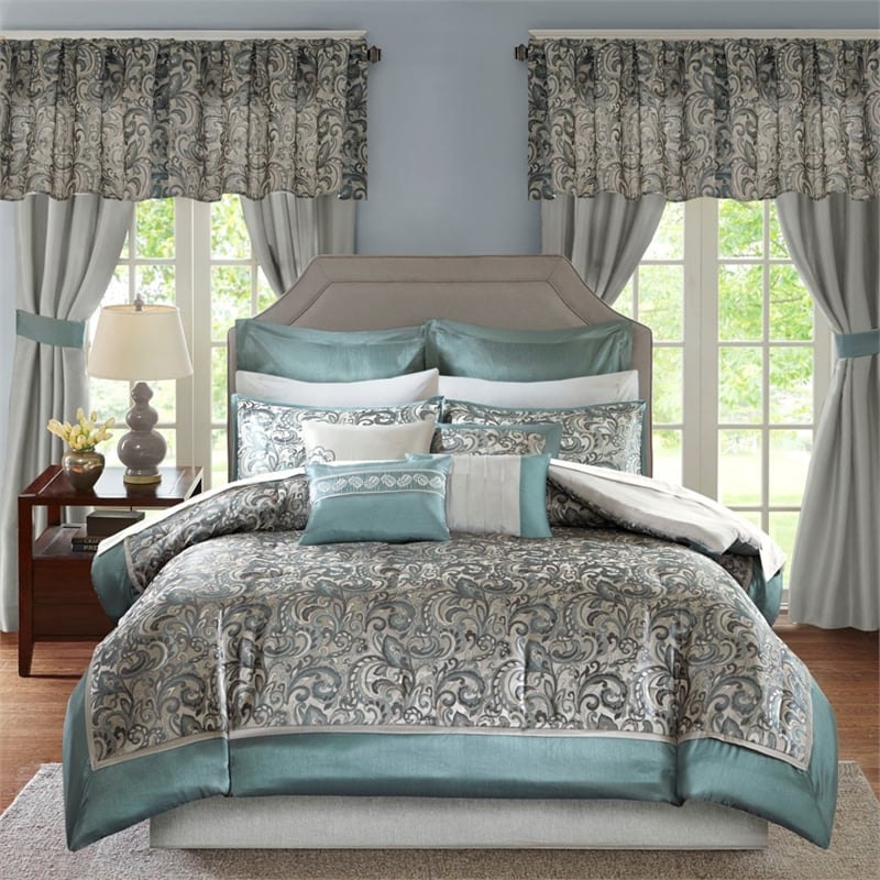 Madison Park Essentials Brystol 24 Piece Room in a Bag in Teal