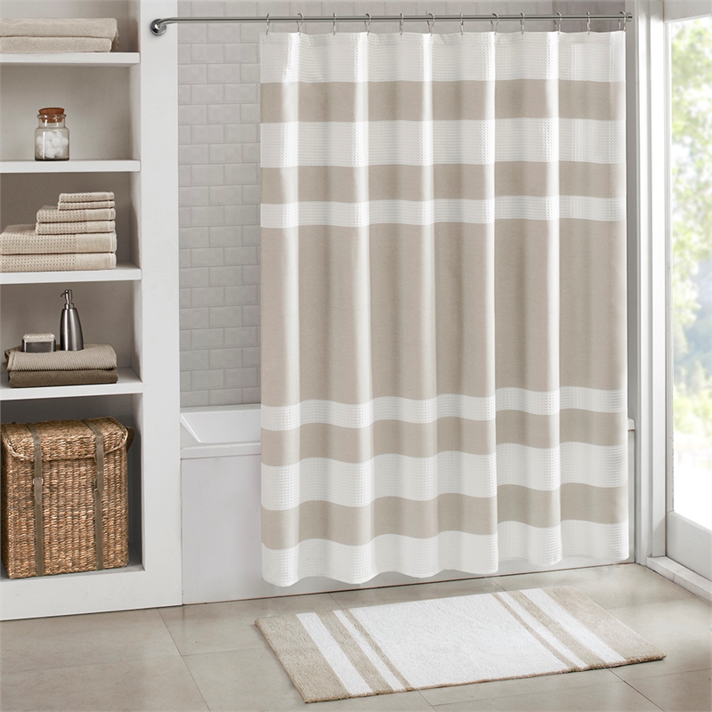 Madison Park Spa Cotton Reversible Bath Rug in Taupe