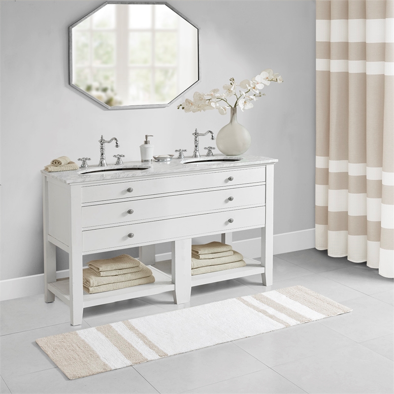 Madison Park Spa Cotton Reversible Bath Rug in Taupe