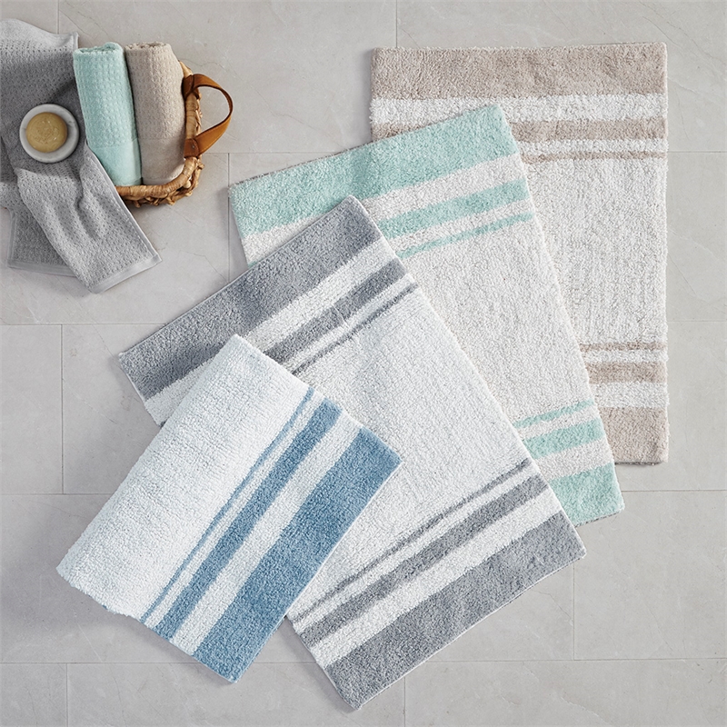 Madison Park Spa Cotton Reversible Bath Rug in Taupe