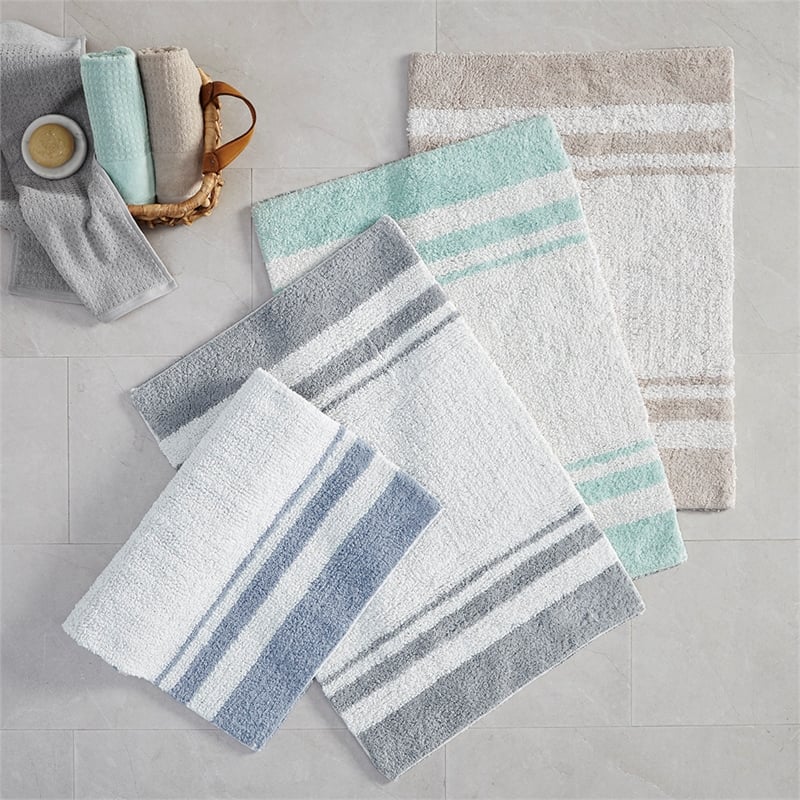 Madison Park Spa Cotton Reversible Bath Rug in Taupe
