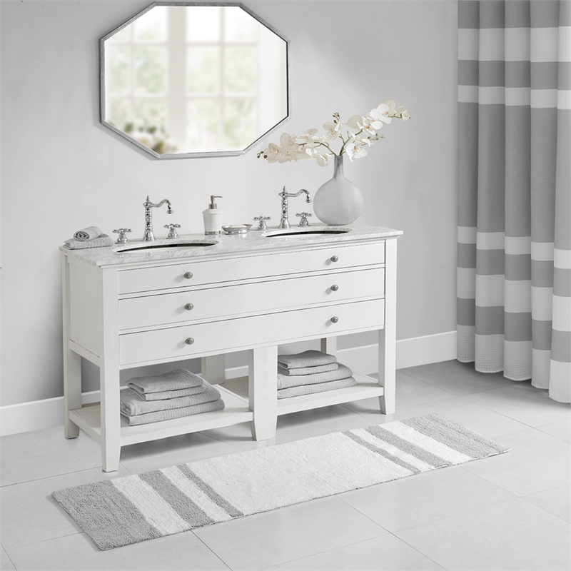 Madison Park Spa Cotton Reversible Bath Rug in Grey
