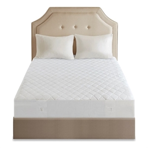 beautyrest cotton blend heated mattress pad in white