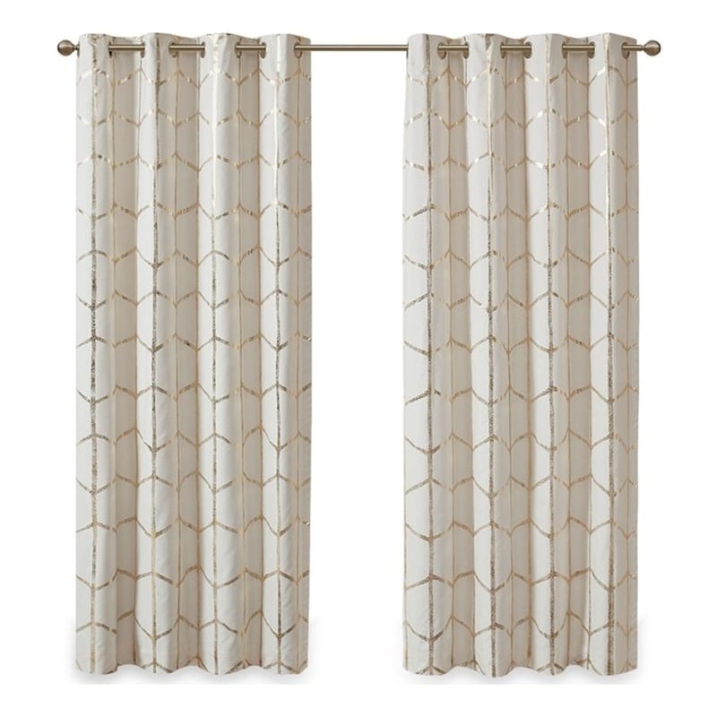 Intelligent Design Raina Total Blackout Metallic Print Grommet Top Curtain Panel