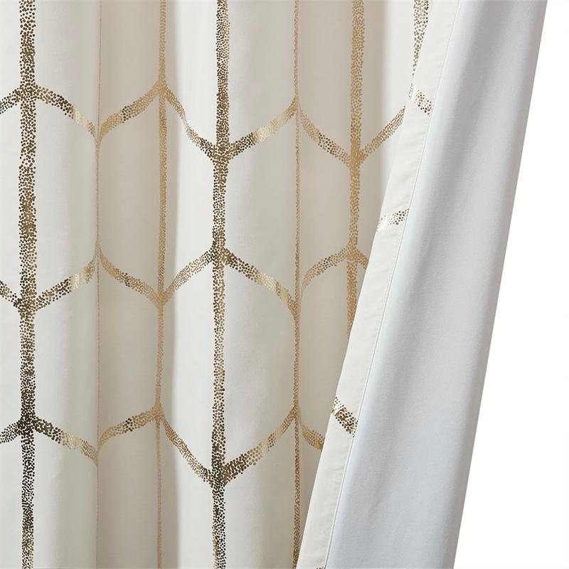 Intelligent Design Raina Total Blackout Metallic Print Grommet Top Curtain Panel