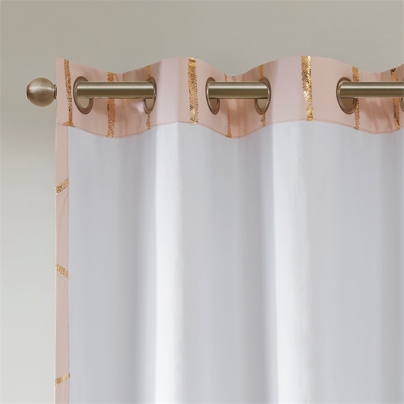 Intelligent Design Raina Total Blackout Metallic Print Grommet Top Curtain Panel