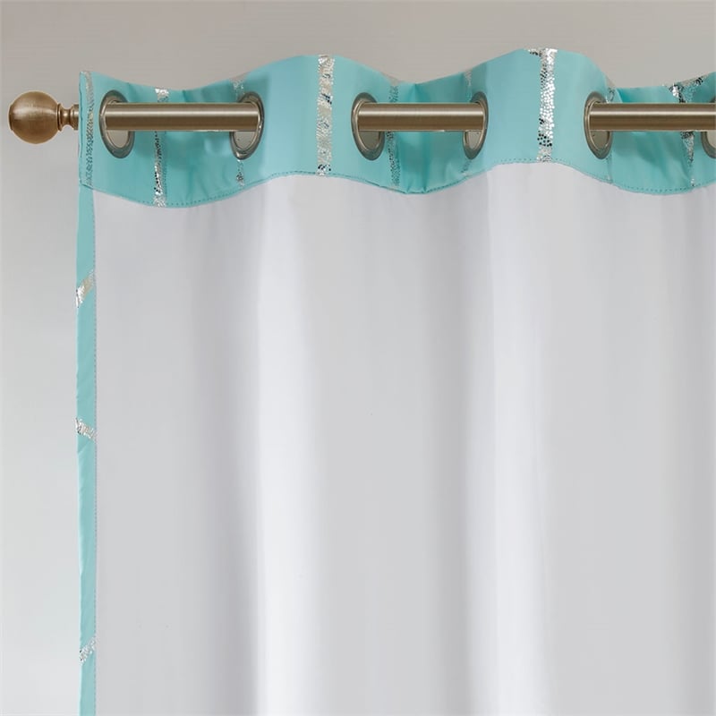 Intelligent Design Raina Total Blackout Metallic Print Grommet Top Curtain Panel