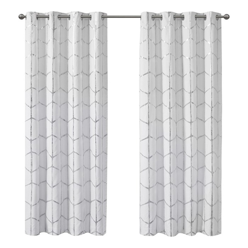 Intelligent Design Raina Total Blackout Metallic Print Grommet Top Curtain Panel