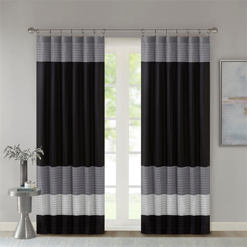 Madison Park Amherst Polyoni Pintuck Window Panel in Black