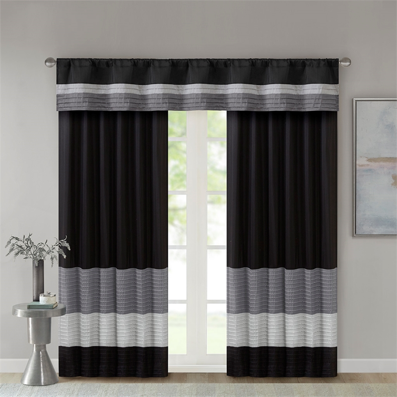 Madison Park Amherst Polyoni Pintuck Window Panel in Black