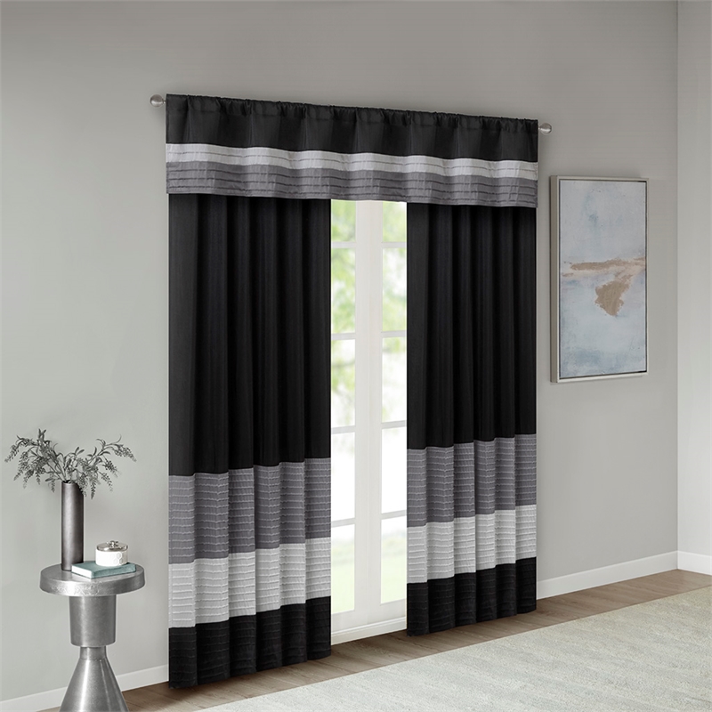 Madison Park Amherst Polyoni Pintuck Window Panel in Black