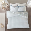 Madison Park Isla 3 Piece Cotton Floral Printed Reversible Duvet Cover Set Blue
