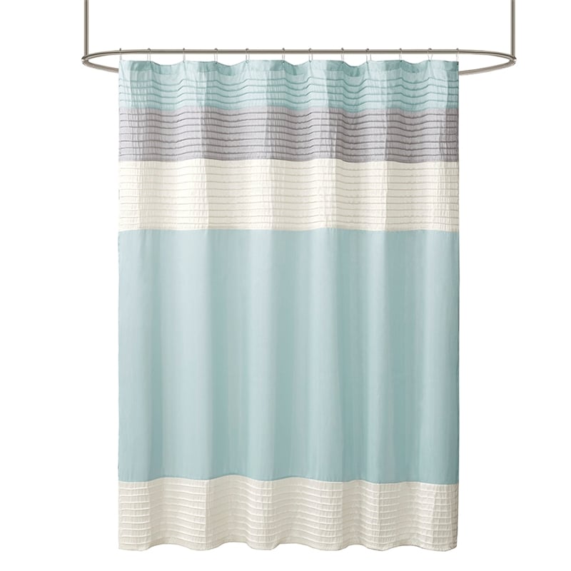 Madison Park Amherst Faux Silk Shower Curtain in Aqua