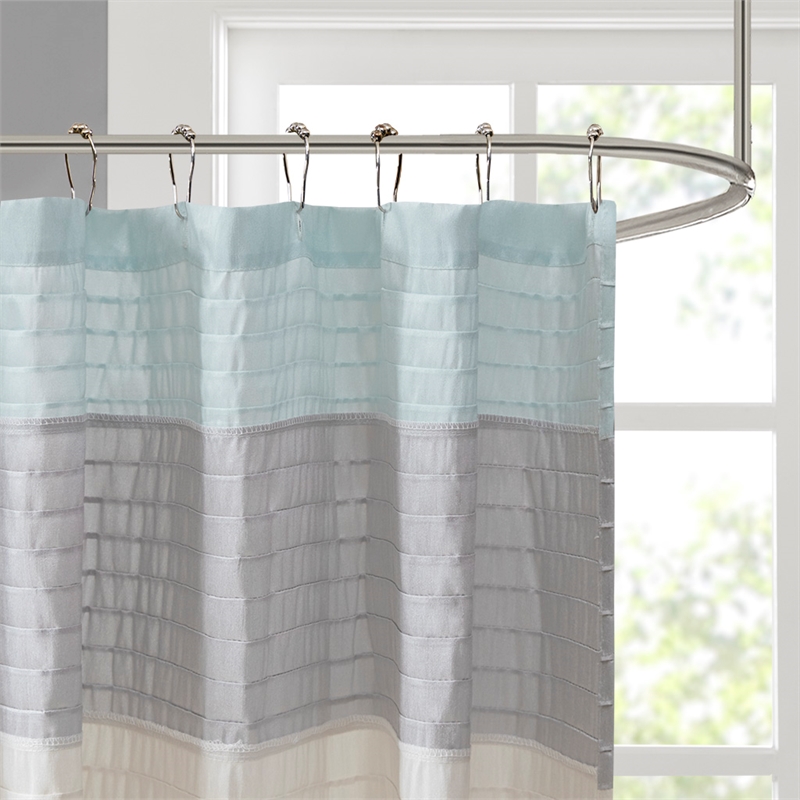 Madison Park Amherst Faux Silk Shower Curtain in Aqua
