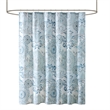 Madison Park Isla Printed Cotton Shower Curtain in Blue