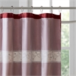 Madison Park Serene Faux Silk Embroidered Floral Shower Curtain in Red
