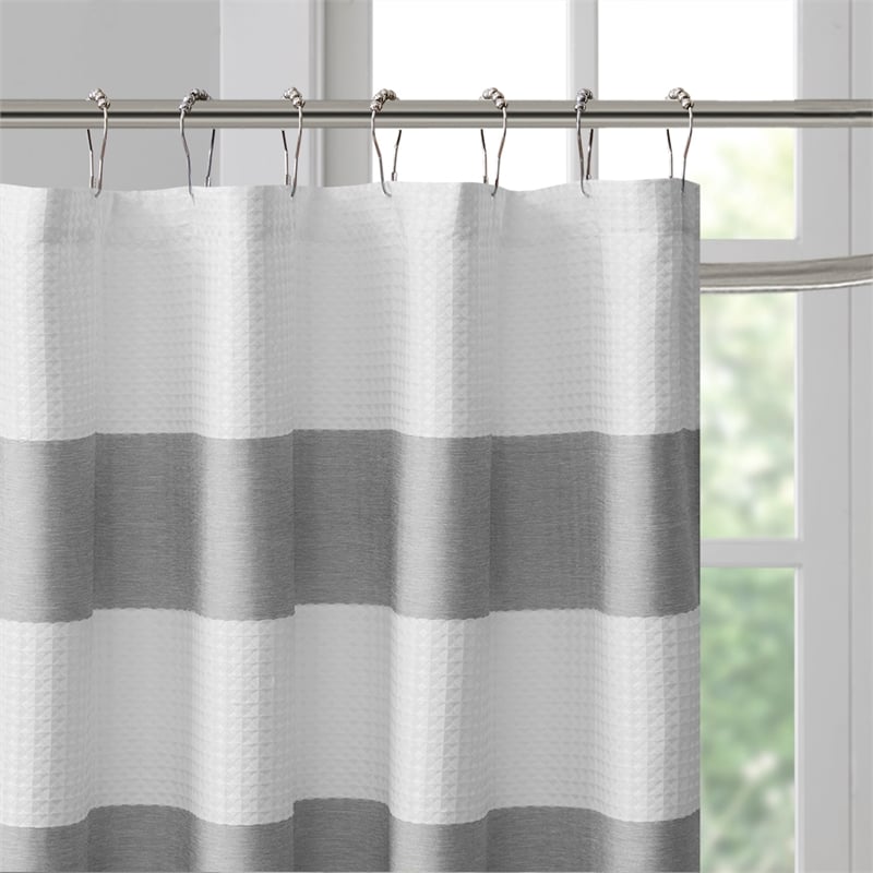Madison Park Spa Waffle Shower Curtain with 3M Treatment in Grey