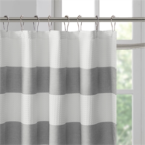 Madison Park Spa Waffle Shower Curtain with 3M Treatment in Grey