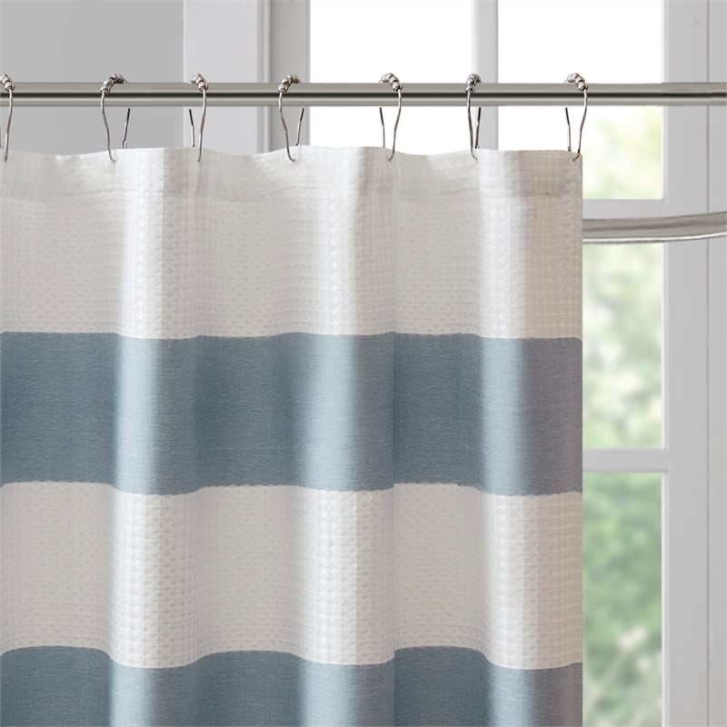 Madison Park Spa Waffle Shower Curtain with 3M Treatment in Blue