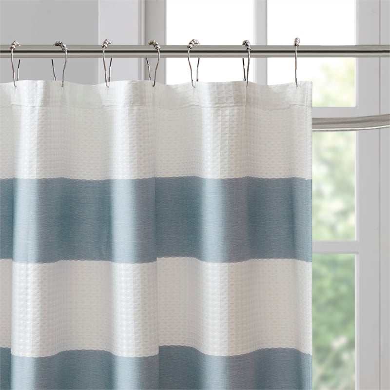 Madison Park Spa Waffle Shower Curtain with 3M Treatment in Blue