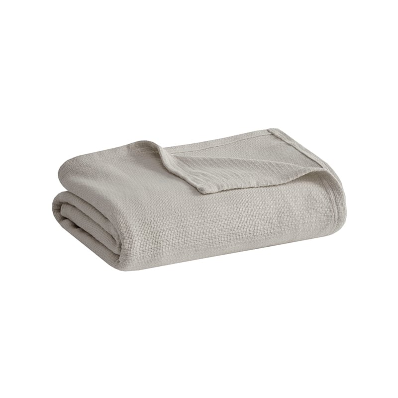 Madison Park Freshspun Basketweave Cotton Blanket in Grey
