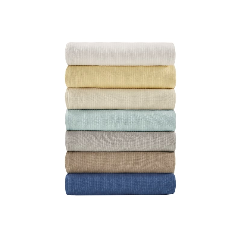 Madison Park Freshspun Basketweave Cotton Blanket in Grey