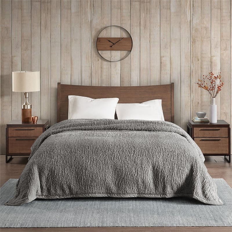 Woolrich Burlington Berber Blanket in Grey
