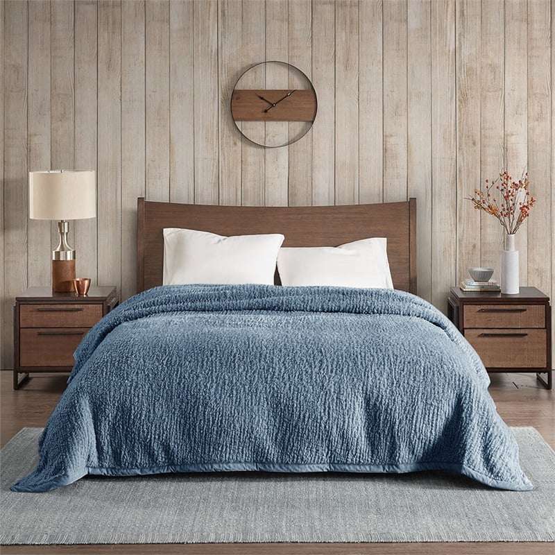 Woolrich Burlington Berber Blanket in Blue