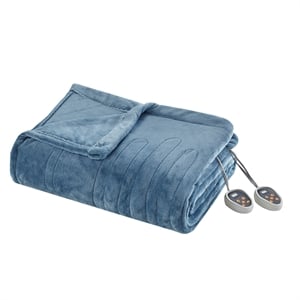 Beautyrest Heated Plush Blanket in Sapphire Blue