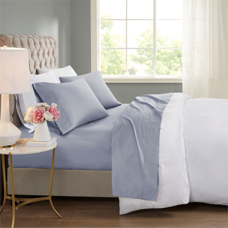 Beautyrest 600 Thread Count Cooling Cotton Blend 4 PC Sheet Set in Blue