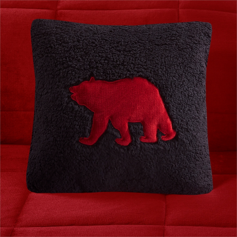 Woolrich Alton Plush to Sherpa Down Alternative Comforter Set in Red and Black
