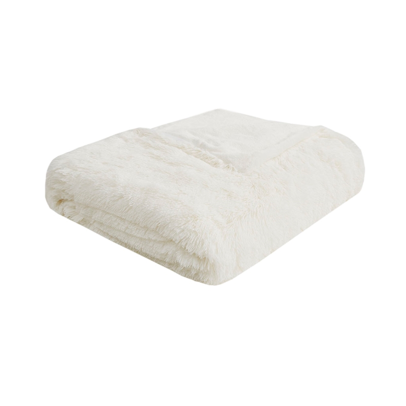 Intelligent Design Malea Shaggy Fur Duvet Cover Set in Ivory
