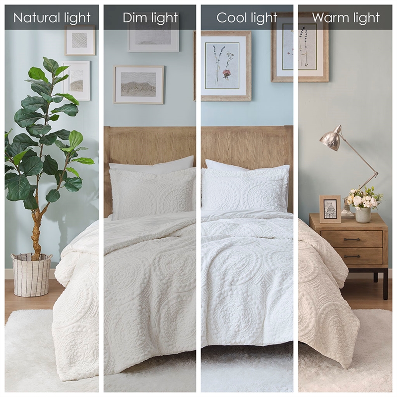 Madison Park Arya Embroidered Medallion Faux Fur Ultra Plush Duvet Cover Set