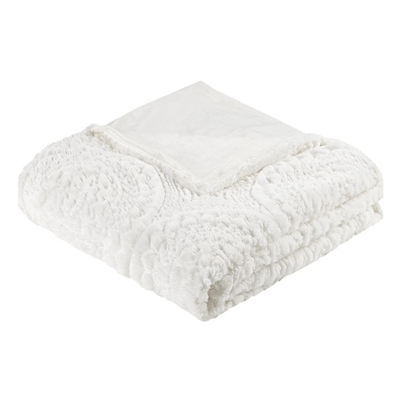 Madison Park Arya Embroidered Medallion Faux Fur Ultra Plush Duvet Cover Set