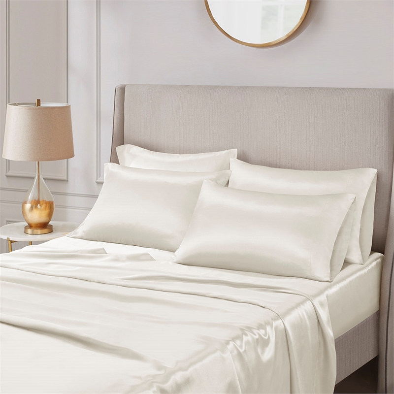 Madison Park Essentials Satin Luxury 6 PC Sheet Set in Ivory