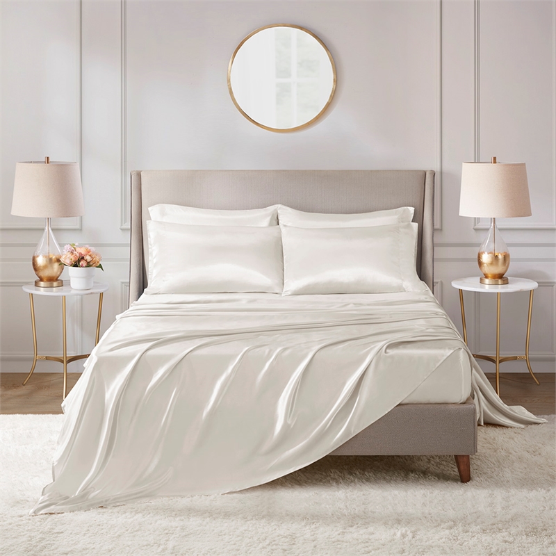 Madison Park Essentials Satin Luxury 6 PC Sheet Set in Ivory