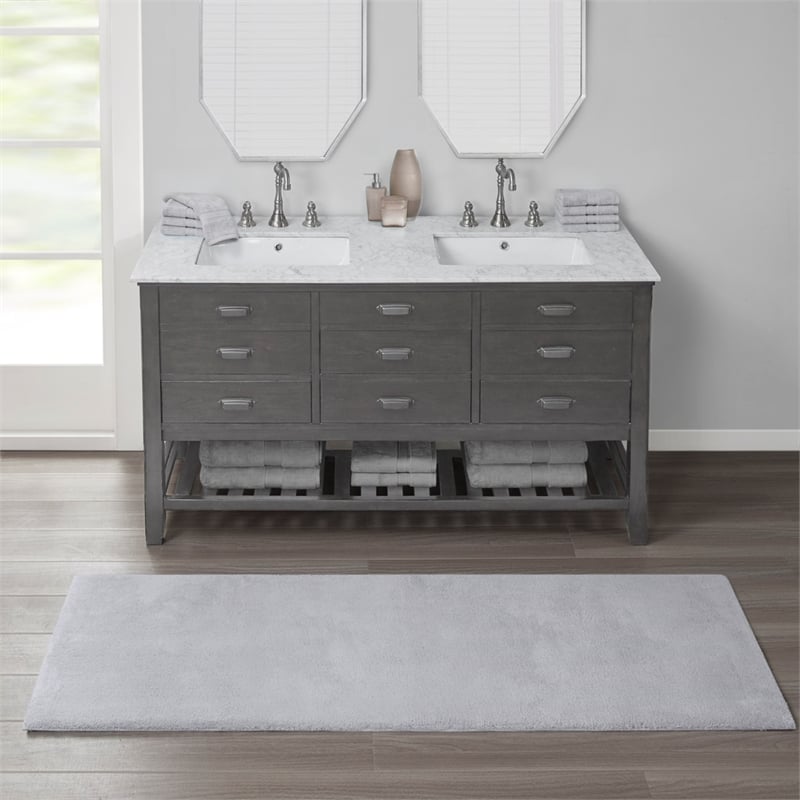 Madison Park Signature Marshmallow Bath Rug in Grey