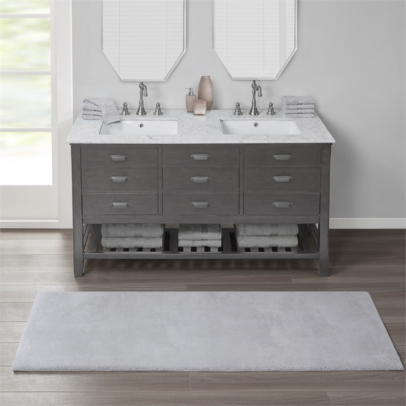 Madison Park Signature Marshmallow Bath Rug in Grey