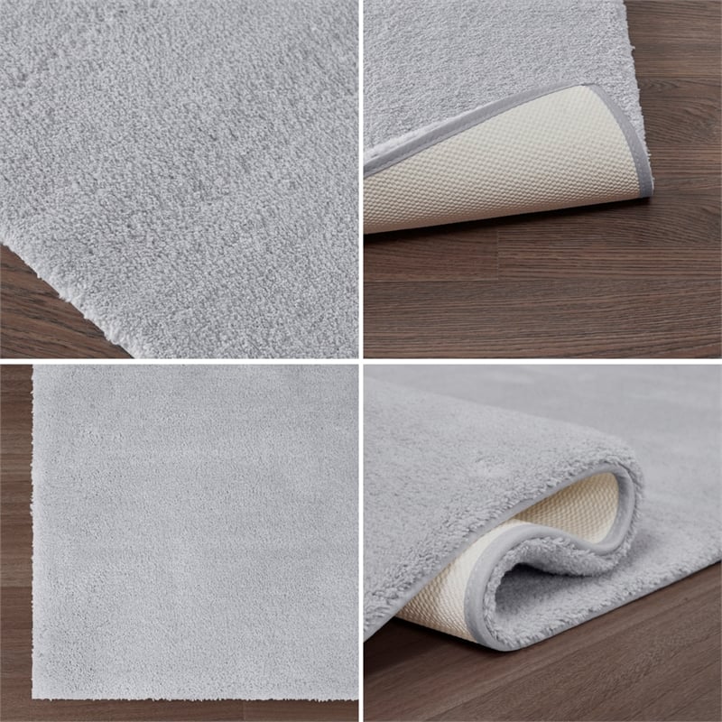 Madison Park Signature Marshmallow Bath Rug in Grey