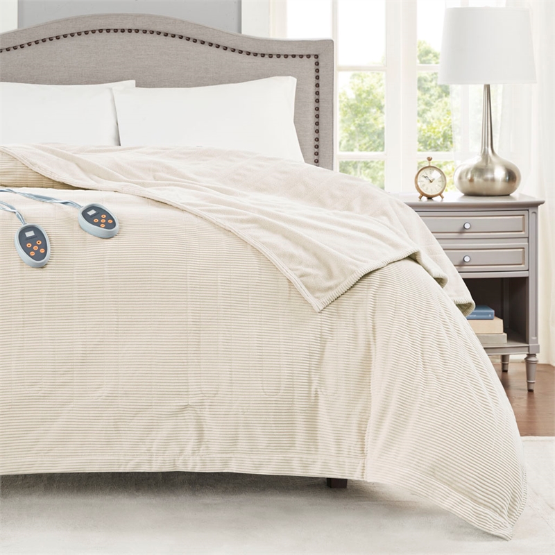 Beautyrest Electric Micro Fleece Heated Blanket in Beige
