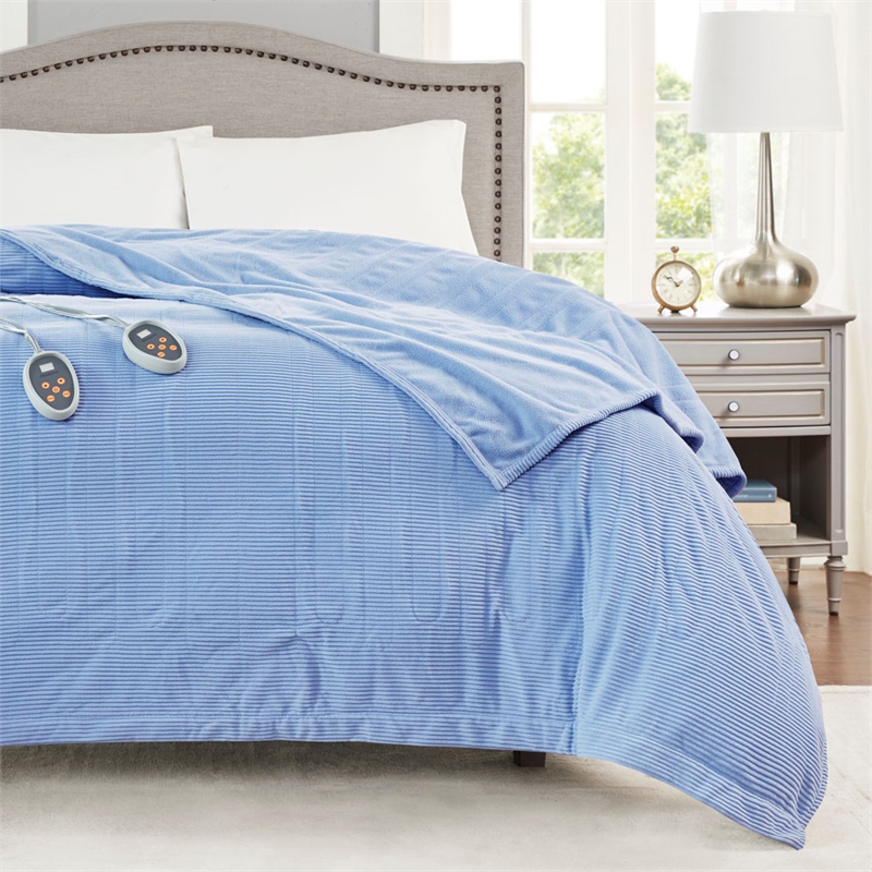 Beautyrest Electric Micro Fleece Heated Blanket in Blue